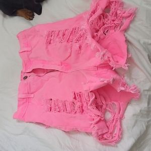 Rave Festival Destroyed Denim Shorts